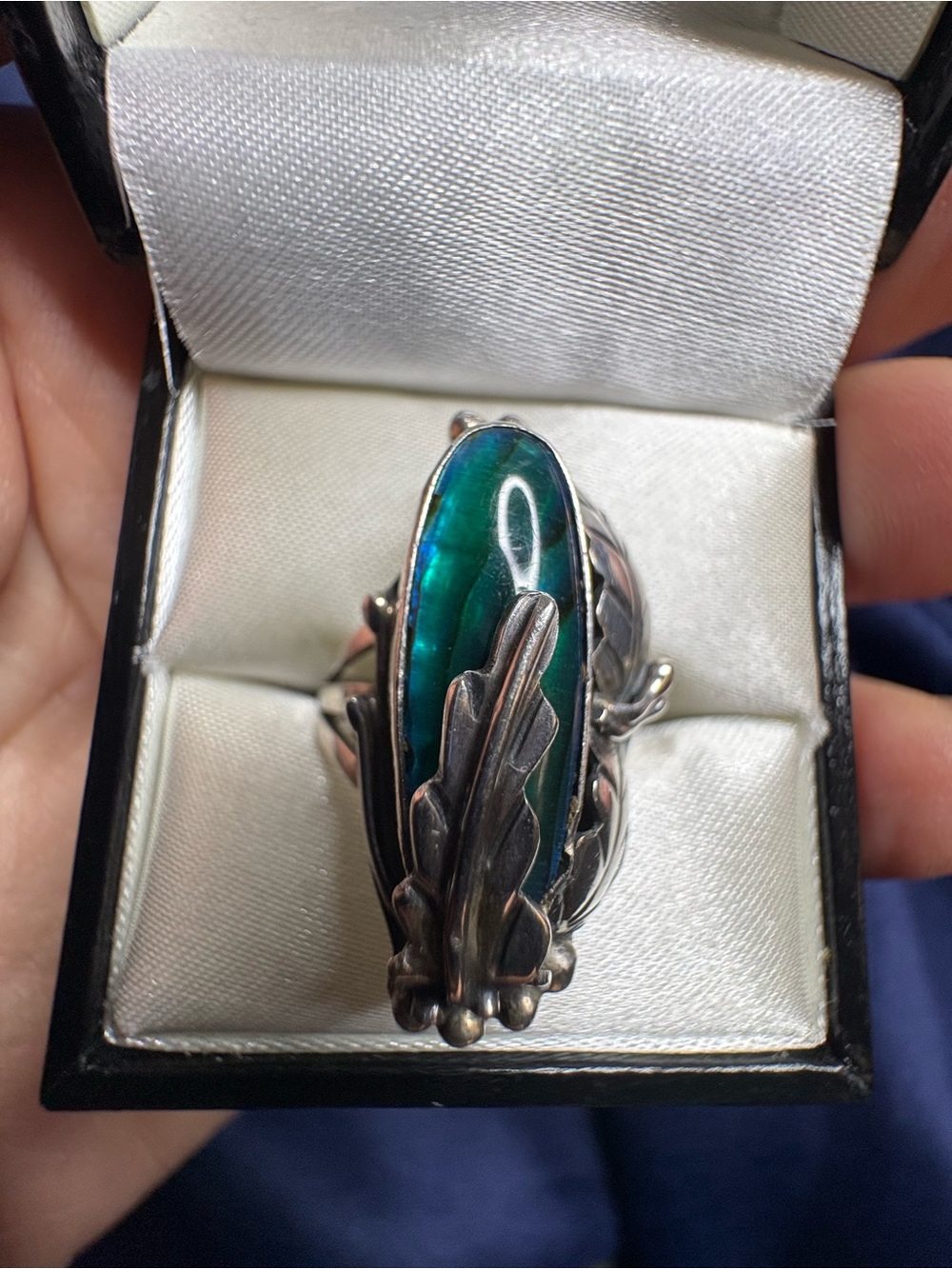 Ring Abalone Native American Signed Artisan 925 Sterling Silver